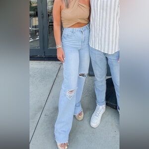 Light Blue Distressed Women's Jeans